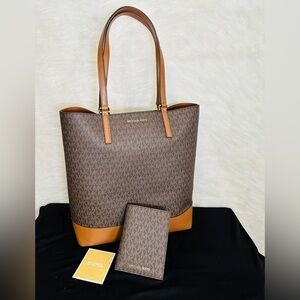 Michael Kors Tan and Brown Tote with Wallet